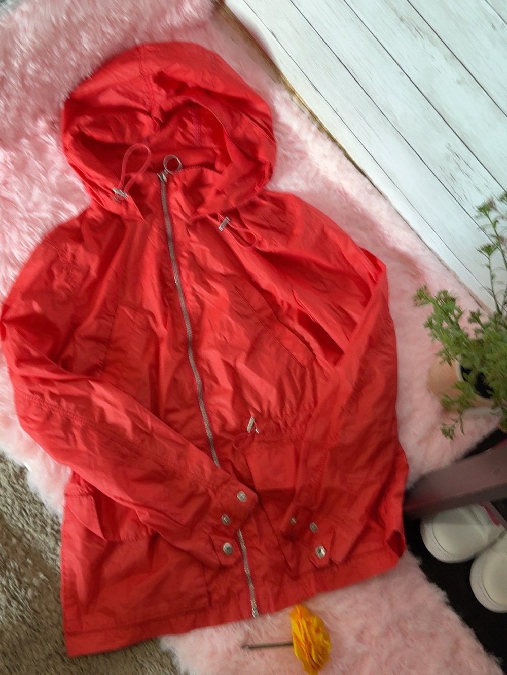 L.O.G.G. by H&M Red Hooded Windbreaker Jacket – Women’s 2